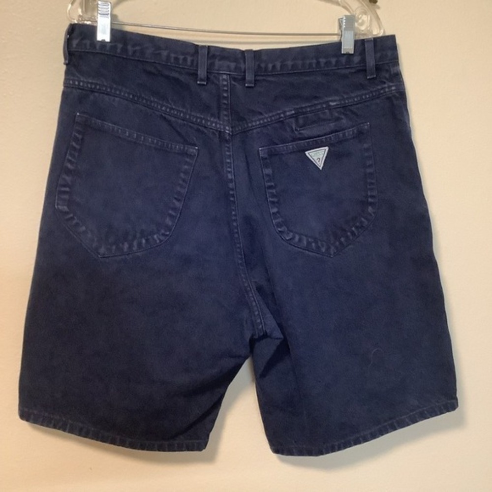 Vintage Guess‎ Denim Shorts Navy Blue Button Fly High Waisted Mens 90s